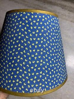 Antique Vintage 1940s Clip on Bulb Clamp Over Bulb Wire Lamp Shade Blue Floral