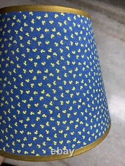 Antique Vintage 1940s Clip on Bulb Clamp Over Bulb Wire Lamp Shade Blue Floral