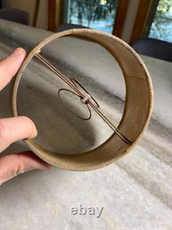 Antique Vintage 1940s Clip on Bulb Clamp Over Bulb Wire Lamp Shade Tan Brown