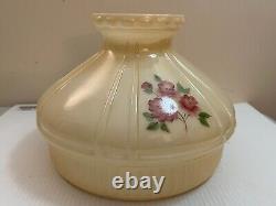 Antique Vintage Aladdin Floral Cream Beige Hand Painted Glass Lamp Shade 10