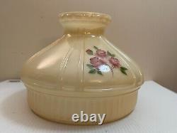 Antique Vintage Aladdin Floral Cream Beige Hand Painted Glass Lamp Shade 10