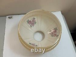 Antique Vintage Aladdin Floral Cream Beige Hand Painted Glass Lamp Shade 10