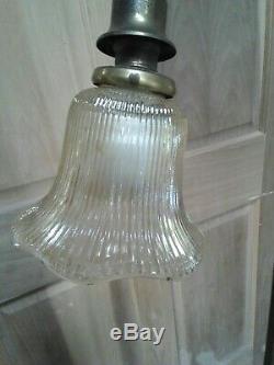 Antique/Vintage All Brass bridge arm floor lamp withAmber Glass Tulip Shade Art De