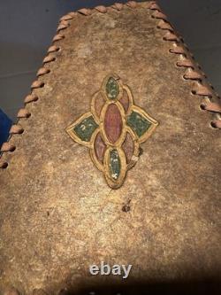 Antique Vintage Art & Crafts Deco Mica Hexagon 6 Laced Panel Lamp Shade 7 x 11