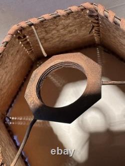 Antique Vintage Art & Crafts Deco Mica Hexagon 6 Laced Panel Lamp Shade 7 x 11