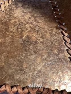 Antique Vintage Art & Crafts Deco Mica Hexagon 6 Laced Panel Lamp Shade 7 x 11