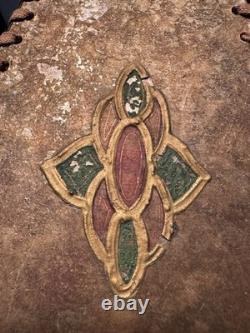 Antique Vintage Art & Crafts Deco Mica Hexagon 6 Laced Panel Lamp Shade 7 x 11