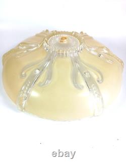 Antique Vintage Art Nouveau Custard Yellow Ceiling Light Shade Cover Bolt mount