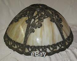 Antique Vintage Art Nouveau Deco Bowed Slag Stained Glass Lamp Shade