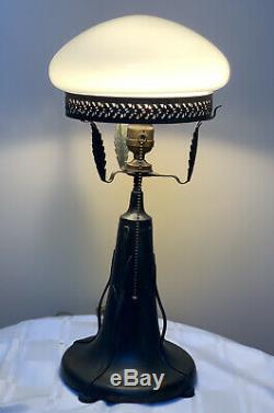 Antique Vintage Art Nouveau Lamp Desk 8 Mushroom Shade