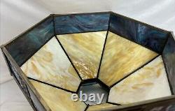 Antique Vintage Arts & Crafts Mission Metal & Slag Stained Glass Lamp Shade 17