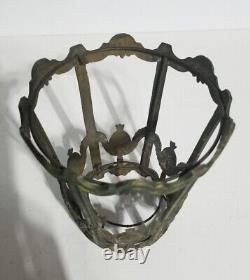 Antique Vintage Cast Metal Art Nouveau Victorian Sconce Lamp Light Shade Pair