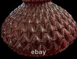 Antique Vintage Fenton Ruby Red Glass Quilted Diamond Lamp Shade