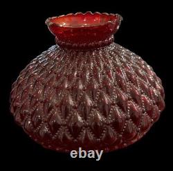 Antique Vintage Fenton Ruby Red Glass Quilted Diamond Lamp Shade