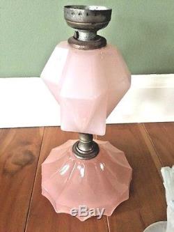 Antique Vintage Fluted Pink Glass Lamp Shade Lampshade Parts Shabby Stunning