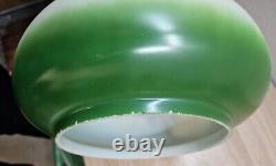 Antique Vintage GWTW Glass Lamp Shade Floral Green Hand Painted 3 Glass Chimney