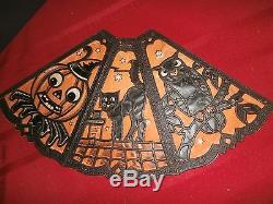 Antique Vintage Germany Halloween Lamp Shade Witch Owl Cat Pumpkin Bats