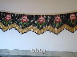 Antique Vintage Glass Beaded Fringe Black Red Gold Lamp Shade Trim 18 feet 6yds