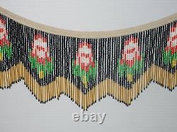 Antique Vintage Glass Beaded Fringe Black Red Gold Lamp Shade Trim 18 feet 6yds