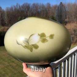 Antique Vintage Hand Painted Floral Flower Hurricane GWTW Glass Lamp Light Shade