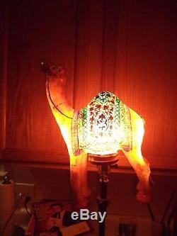 Antique Vintage Hand Painted Handmade Rawhide Lamp Shade CAMEL Animal Light Art
