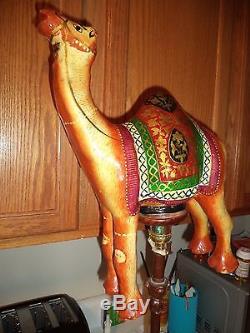 Antique Vintage Hand Painted Handmade Rawhide Lamp Shade CAMEL Animal Light Art