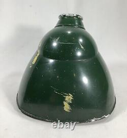 Antique Vintage Industrial Green Angled Metal Lamp Shades Lot of 7 Gas Station