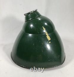 Antique Vintage Industrial Green Angled Metal Lamp Shades Lot of 7 Gas Station