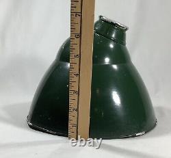 Antique Vintage Industrial Green Angled Metal Lamp Shades Lot of 7 Gas Station