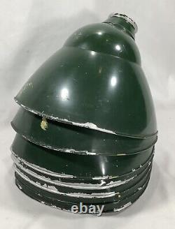 Antique Vintage Industrial Green Angled Metal Lamp Shades Lot of 7 Gas Station
