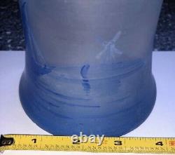 Antique Vintage Iridescent Blue lamp Shades Sailboat Pair 2