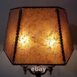 Antique Vintage Laced Hexagon Mica Lampshade Arts and Crafts Lamp Shade c1920s