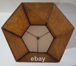 Antique Vintage Laced Hexagon Mica Lampshade Arts and Crafts Lamp Shade c1920s