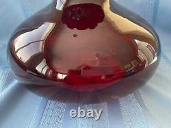 Antique / Vintage Large Ruby Red Ribbed Optic Crimped Top Glass Lamp Shade