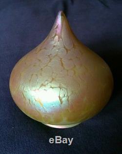 Antique Vintage Loetz Quezel Gold Aurene Iridescent Lamp Shade OLD EXCELLENT