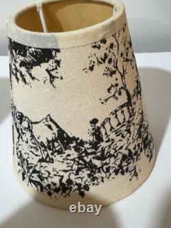 Antique Vintage Look Fabric Toile Candle Chandelier Lamp Shades Linen Set Of 6