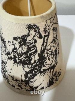 Antique Vintage Look Fabric Toile Candle Chandelier Lamp Shades Linen Set Of 6