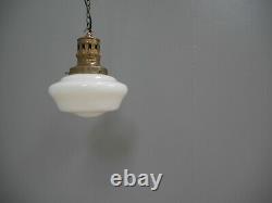 Antique Vintage Opaline Pendant Light Lamp Shade Glass School Chapel