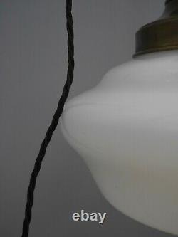 Antique Vintage Opaline Pendant Light Lamp Shade Glass School Chapel