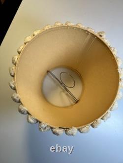 Antique Vintage Pom-Pom Trim Clip-On Lamp Shade Polka Dot Fabric Clamp On Wire
