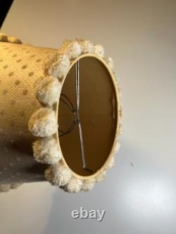 Antique Vintage Pom-Pom Trim Clip-On Lamp Shade Polka Dot Fabric Clamp On Wire