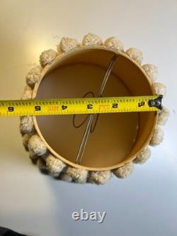 Antique Vintage Pom-Pom Trim Clip-On Lamp Shade Polka Dot Fabric Clamp On Wire