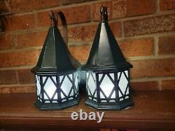 Antique Vintage Porch Light pair Sconces Arts & Crafts lantern Tudor, mission