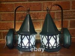 Antique Vintage Porch Light pair Sconces Arts & Crafts lantern Tudor, mission