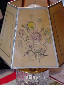 Antique Vintage Quoizel Lamp 2 Shades 6 Different Painted Floral PanelsHexagon