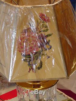 Antique Vintage Quoizel Lamp 2 Shades 6 Different Painted Floral PanelsHexagon