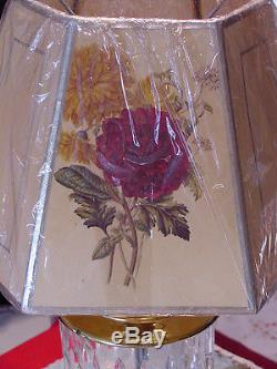 Antique Vintage Quoizel Lamp 2 Shades 6 Different Painted Floral PanelsHexagon