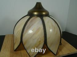 Antique Vintage Round Slag Glass Shade 12X 10 TULIP