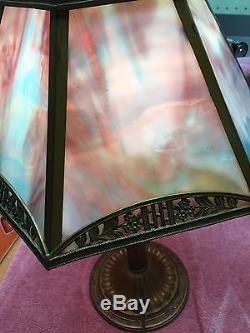 Antique Vintage Slag Stained Glass Table Lamp Slag Lamp Shade