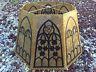 Antique/ Vintage Style Mica Lampshade With Gothic Hand Painting And Sinew Lace